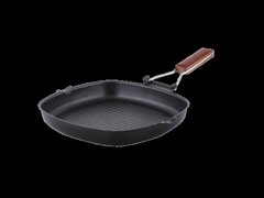 Tigaie GRILL Ertone ERT-MN-528, Material din fonta, 28cm, design ergonomic, Negru